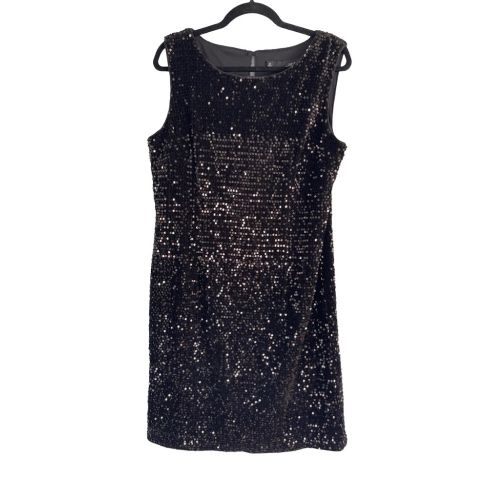 Chetta B Sequin Lined Sleeveless Midi Black Dress Size 14